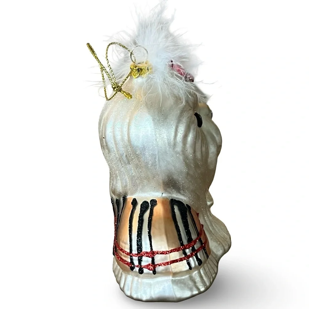 Jim Marvin Shih-Tzu Burberry Coat Glass Ornament- Christmas Holiday